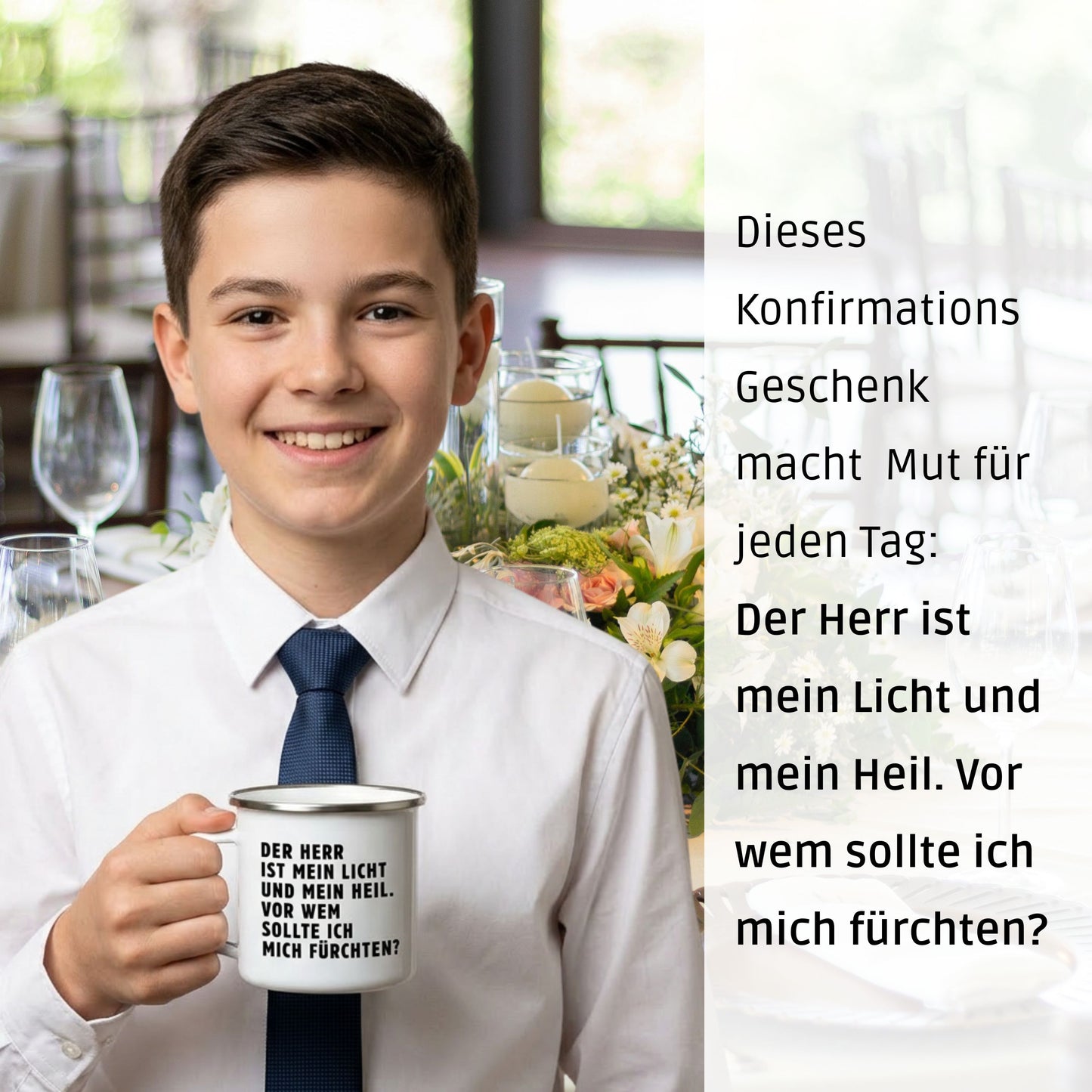 Emaille Becher: Psalm 27, Der Herr ist mein Licht