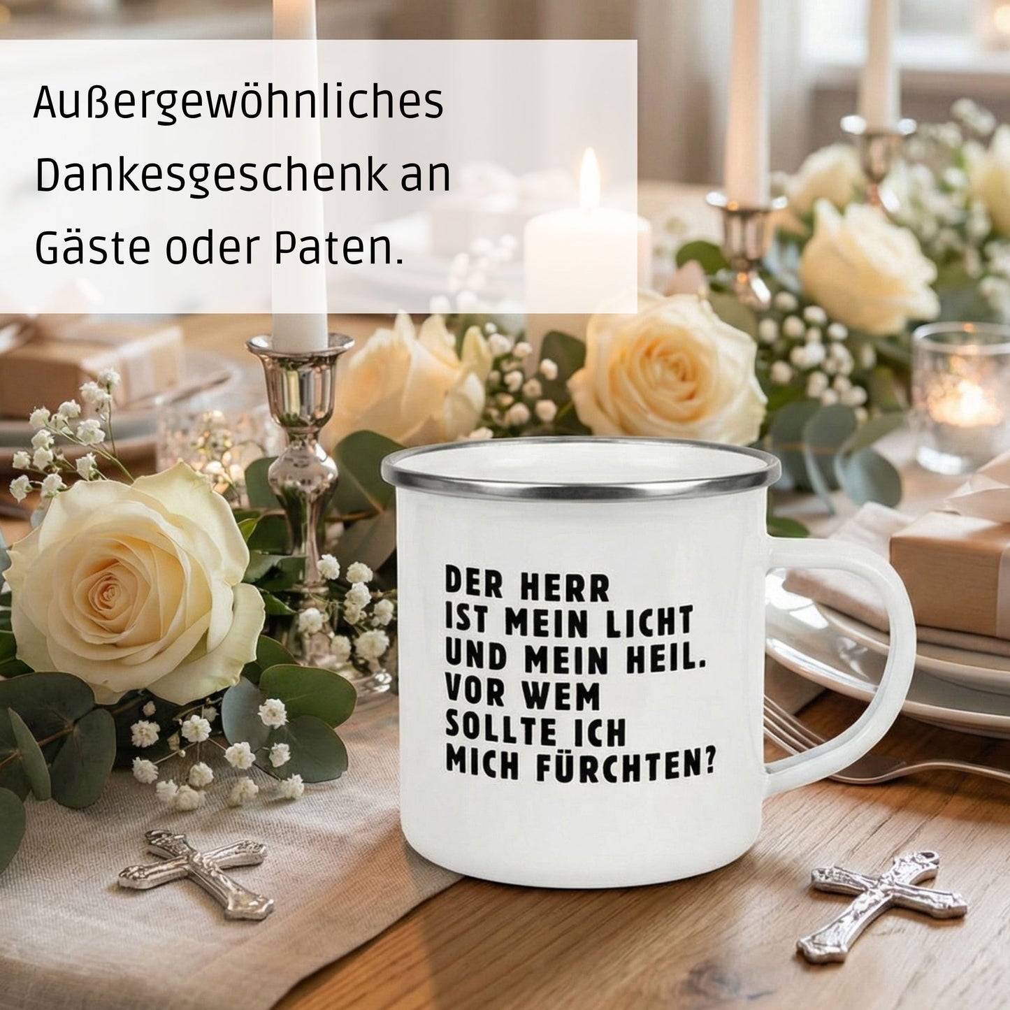 Emaille Becher: Psalm 27, Der Herr ist mein Licht