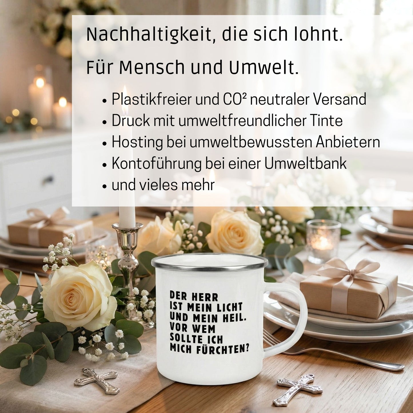 Emaille Becher: Psalm 27, Der Herr ist mein Licht