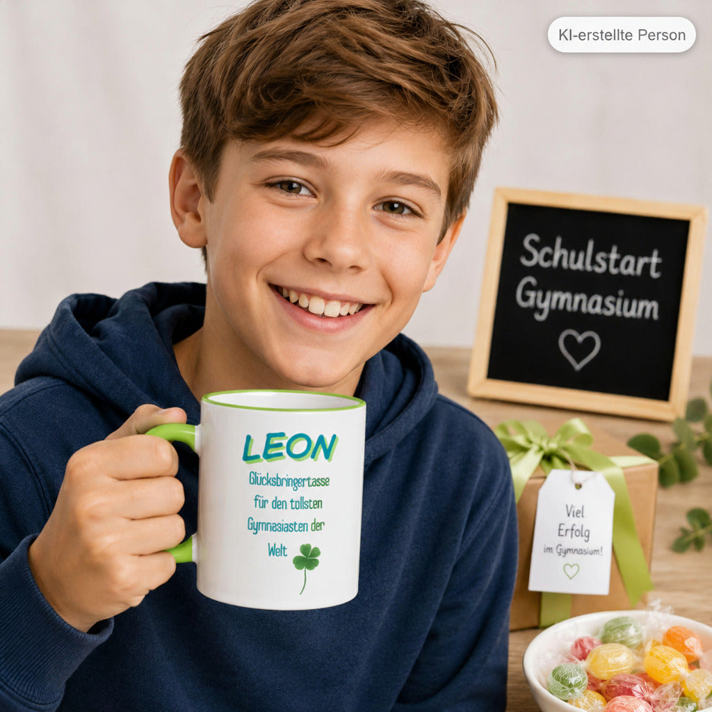 Personalisierte Tasse als Geschenk zum Start von Gymnasium, Realschule, Gesamtschule, Grundschule…