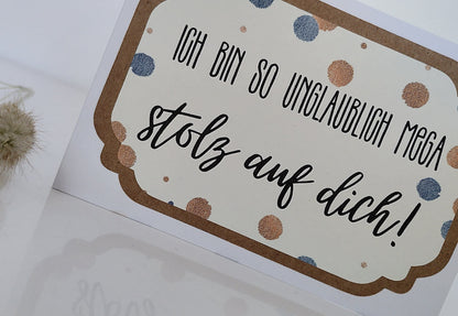 3-fach Karte "Ich bin / Wir sind so unglaublich mega stolz auf Dich" | Karte zum Schulabschluss | Karte zum Abitur | Karte…