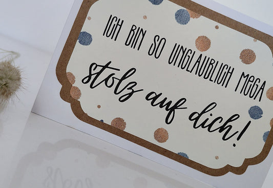 3-fach Karte "Ich bin / Wir sind so unglaublich mega stolz auf Dich" | Karte zum Schulabschluss | Karte zum Abitur | Karte…