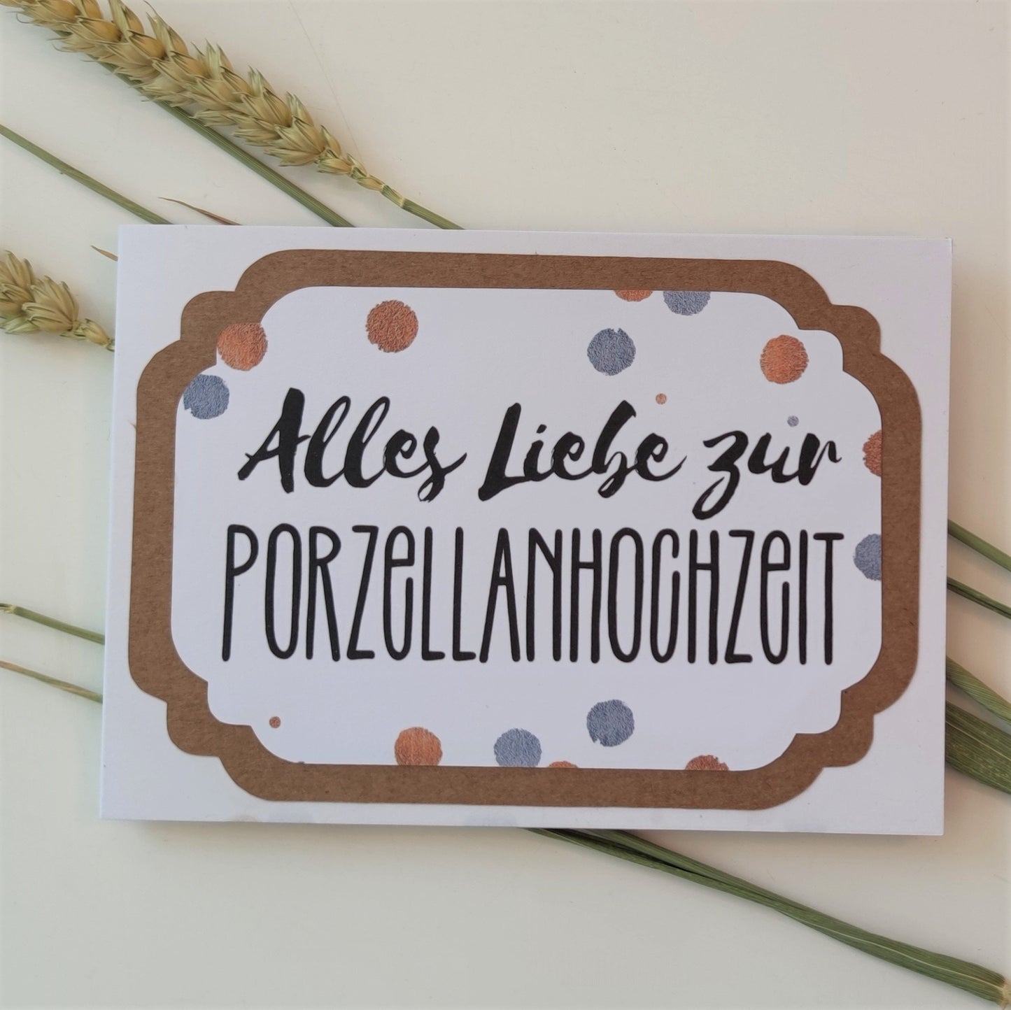 3-fach Karte zum 20. Hochzeitstag mit Umschlag | Karte Porzellanhochzeit | Alles Liebe zum 20… – Ansicht 3