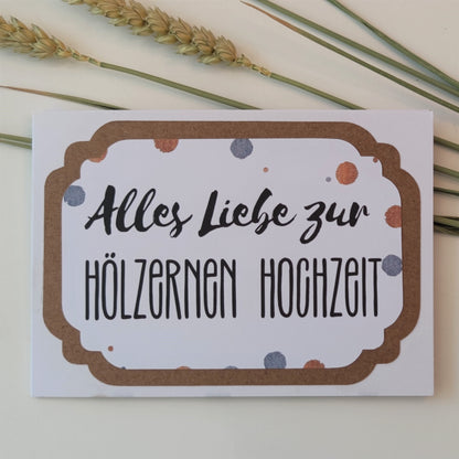 3-fach Karte zum 5. Hochzeitstag | Karte im Sonderformat zur Hölzernen Hochzeit | Persönliches Geschenk… – Ansicht 8