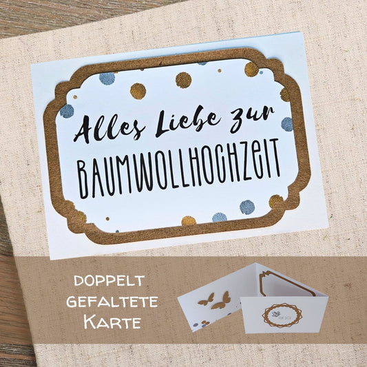 3-fach Karte zum 2. Hochzeitstag mit Umschlag | Alles Liebe zum 2. Hochzeitstag | Karte 2. Hochzeitstag