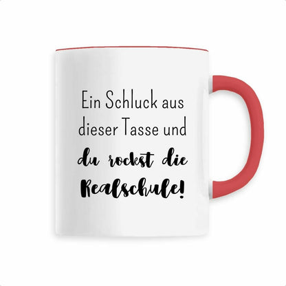 Tasse "Ein Schluck aus dieser Tasse und du rockst die Realschule!" | Geschenk zum Schulwechsel | Geschenk… – Ansicht 4