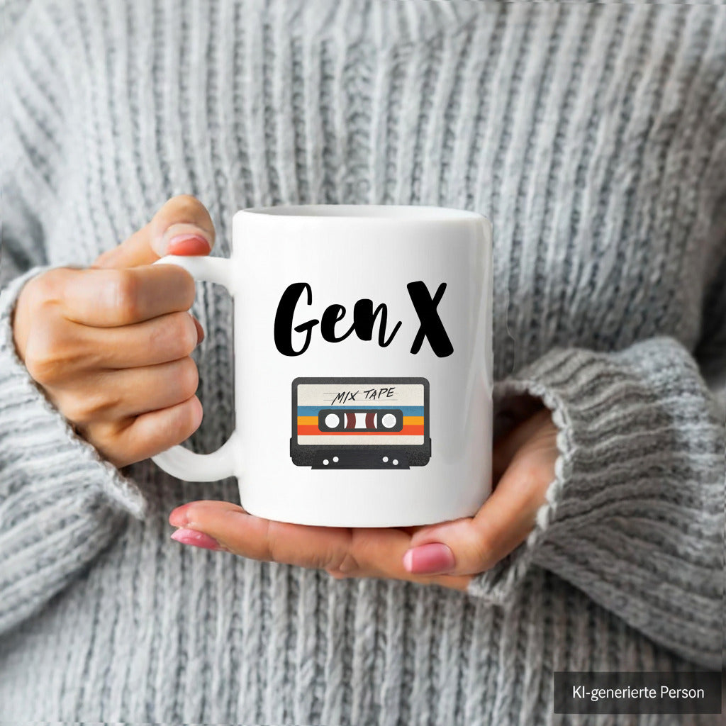 Lustige Tasse für die Generation X | Gen X Tasse mit nostalgischem Mix Tape Aufdruck | Nostalgische Tasse zum Schmunzeln