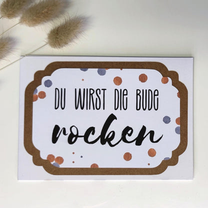 3-fach Karte "Du wirst die Bude rocken" | Karte zum neuen Job | zum Studienbeginn | zur Eröffnung |… – Ansicht 3