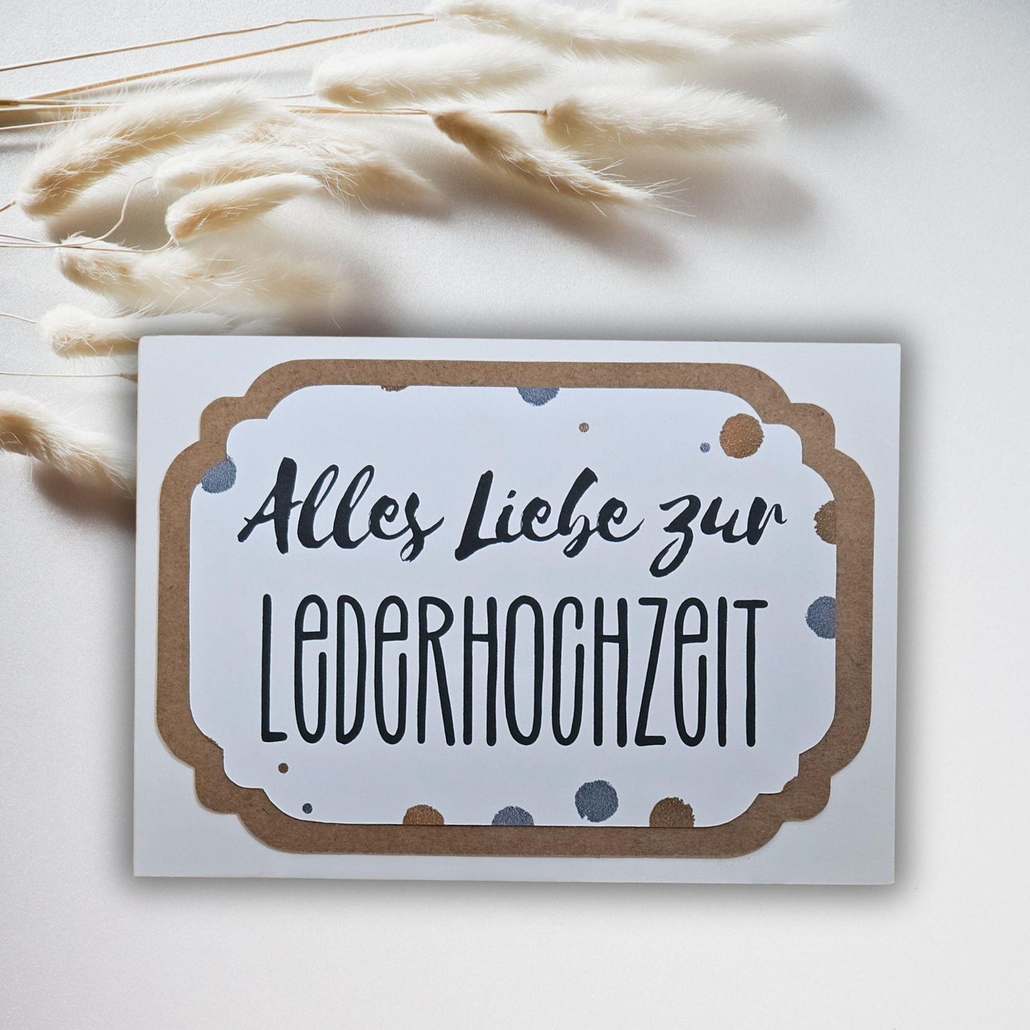 3-fach Karte zum 3. Hochzeitstag: Karte zur Lederhochzeit mit Umschlag | Persönliche handmade Karte zum… – Ansicht 4