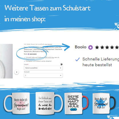 Lustige Tasse zum Start ins Gymnasium als Geschenk zum Schulanfang in der 5. Klasse für Gymnasiasten oder… – Ansicht 7