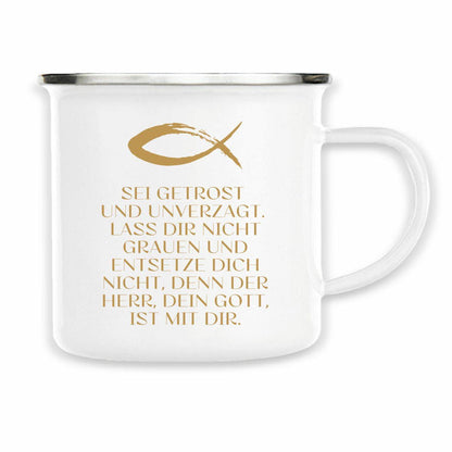 Emaillie Becher Geschenk zur Konfirmation Kommunion. Bibelspruch Josua 1,9 Sei getrost und unverzagt… – Ansicht 8