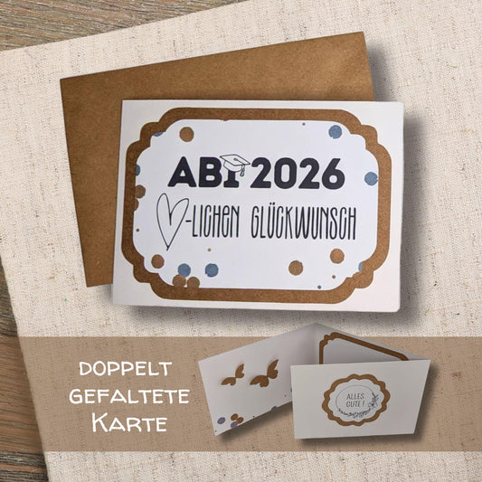 3-fach-Karte "Abi 2026" mit Umschlag | Glückwunschkarte zum bestandenen Abitur