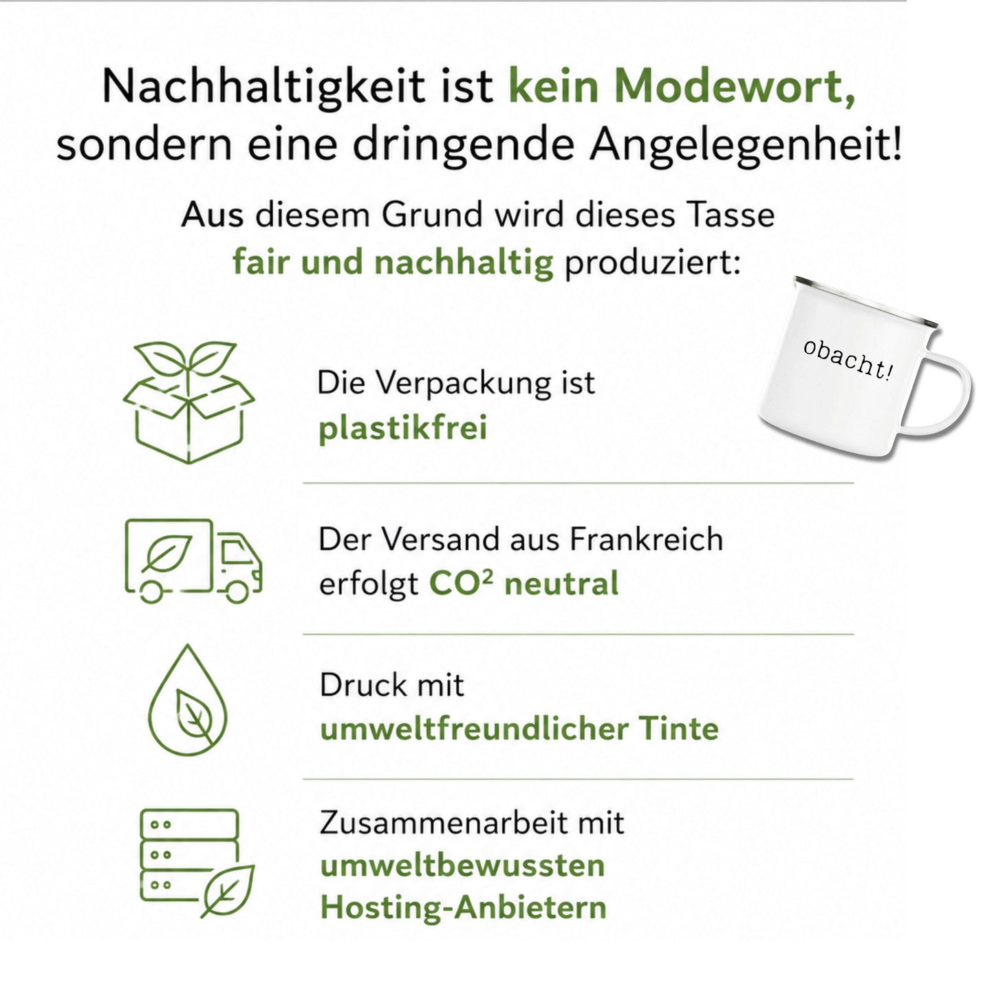 Die ultimative Schwabentasse fürs Büro: „Obacht!“, minimalistisch, aber nicht zu übersehen. Lustiges… – Ansicht 5