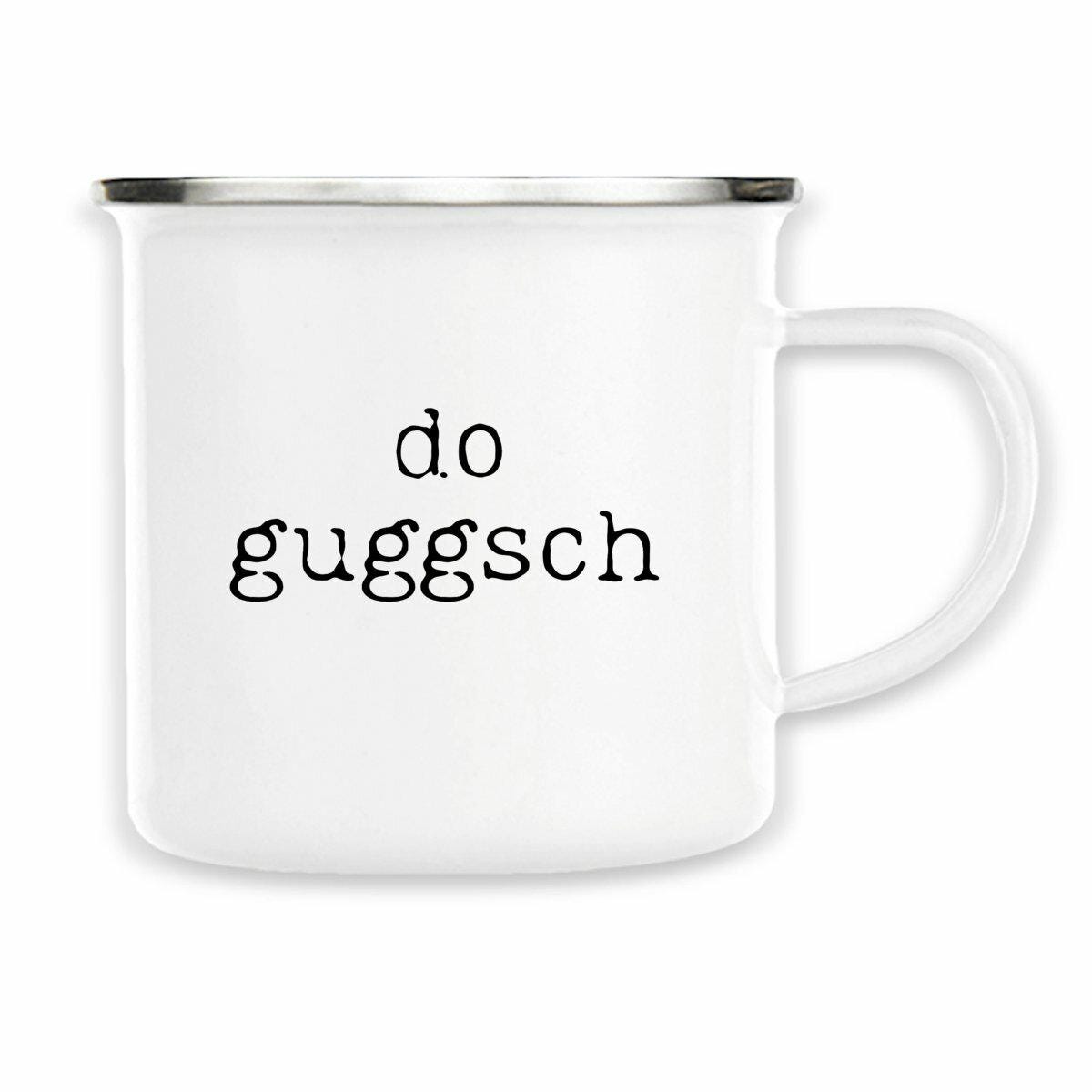 Frecher schwäbischer Statement Emaille Becher „Do guggsch!“, minimalistisch & witzig – Ansicht 8