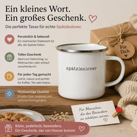 Spätzleslover Emaille Tasse für echte Fans. Eine kompromisslose Ansage für echte Schwaben oder gut… – Ansicht 2
