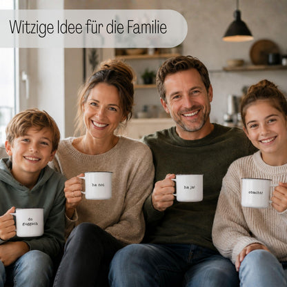 Minimalistisch entspannte schwäbische Statement Tasse „Ha ja!“ – Ansicht 2