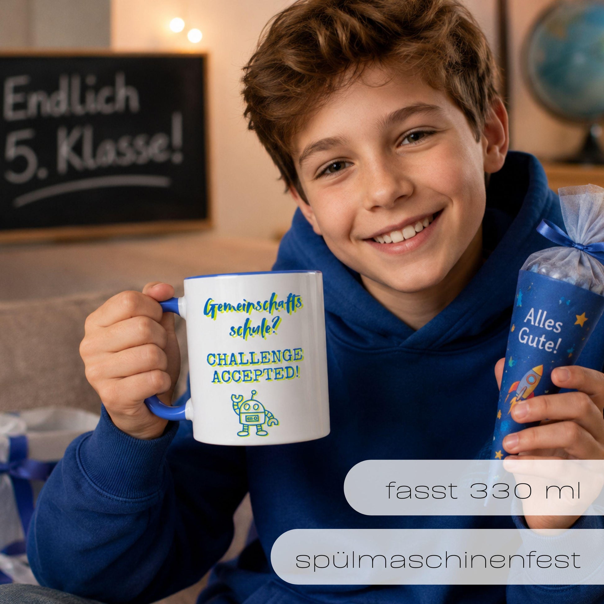 Cooles Geschenk zum Start in die Gemeinschaftsschule | Motivations-Tasse Schulanfangsgeschenk | Geschenk… – Ansicht 2