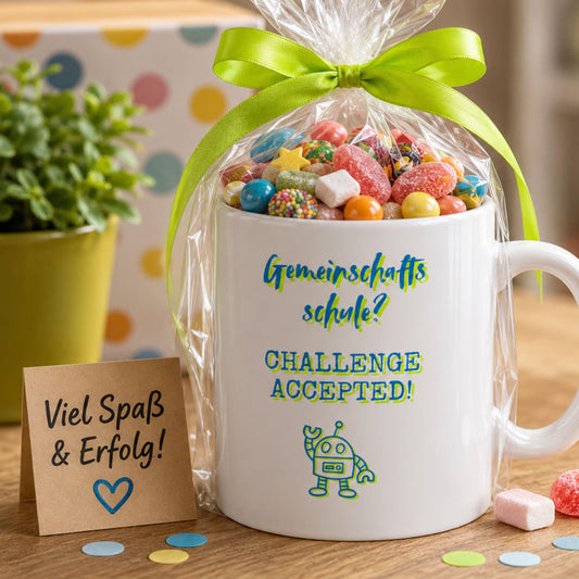Cooles Geschenk zum Start in die Gemeinschaftsschule | Motivations-Tasse Schulanfangsgeschenk | Geschenk zur 5. Klasse…