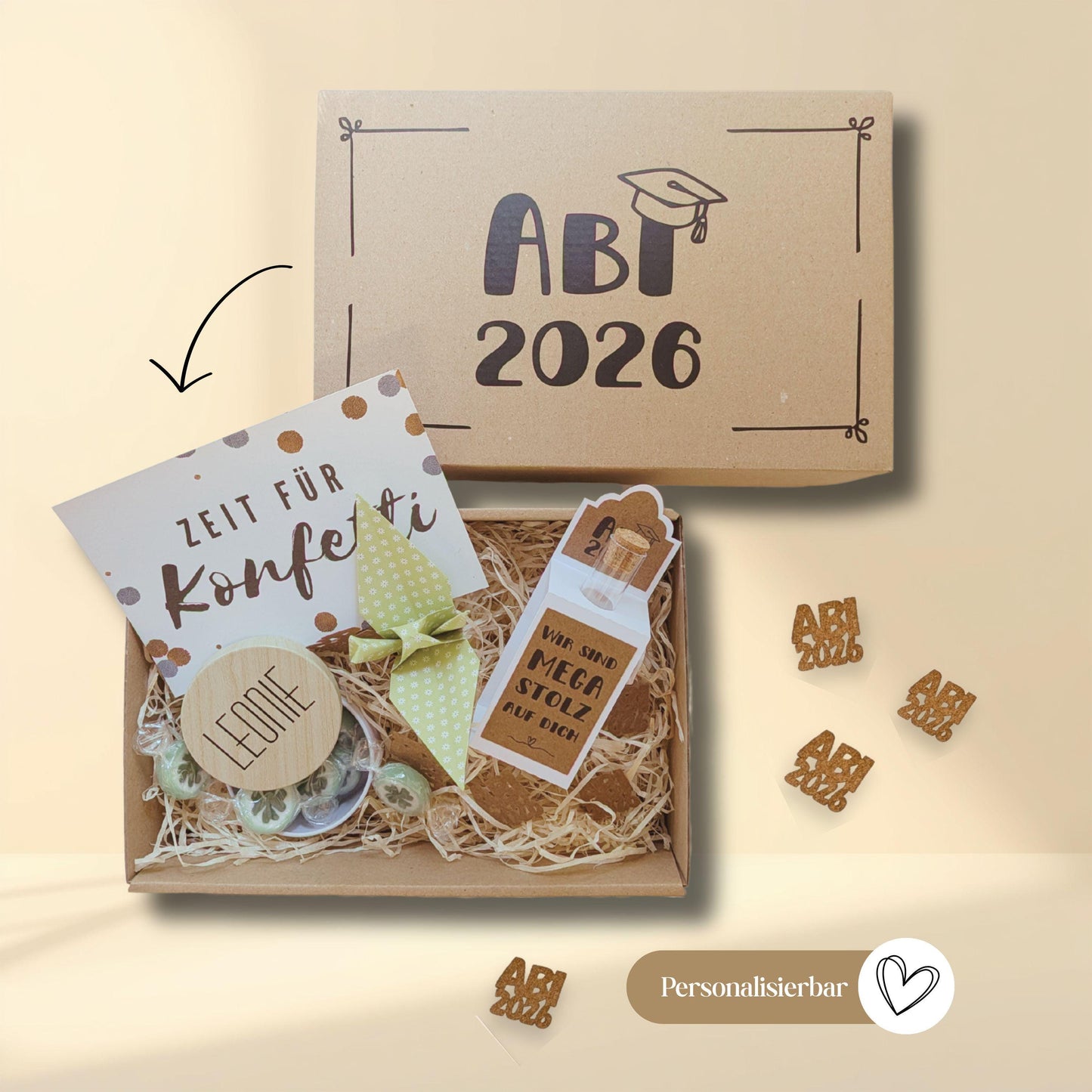 Personalisiertes Geschenk zum Abitur | Geschenkbox mit Geldgeschenk zum Abitur | Abi 2026 individualisiertes Geschenk für…