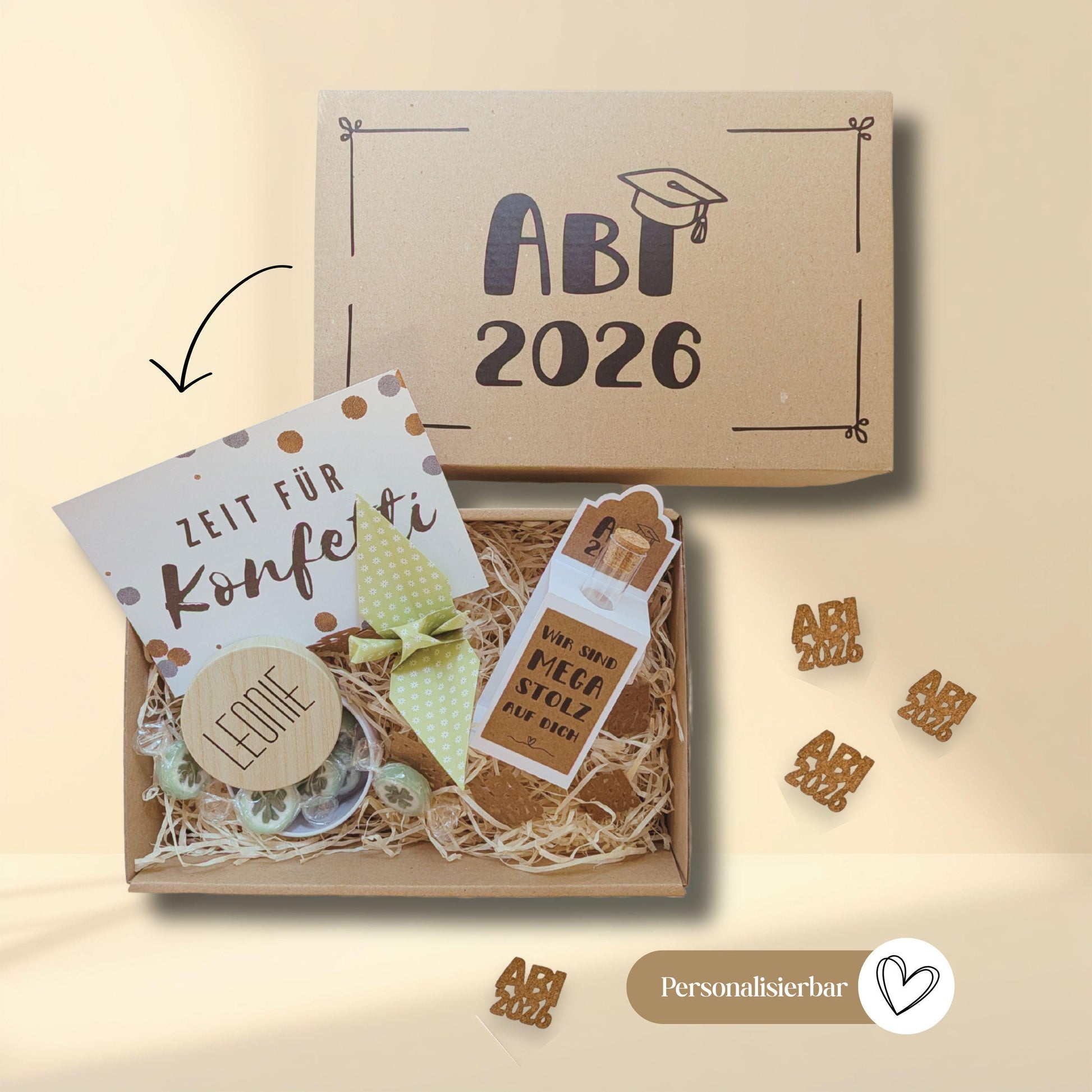 Personalisiertes Geschenk zum Abitur | Geschenkbox mit Geldgeschenk zum Abitur | Abi 2026 individualisiertes Geschenk für…