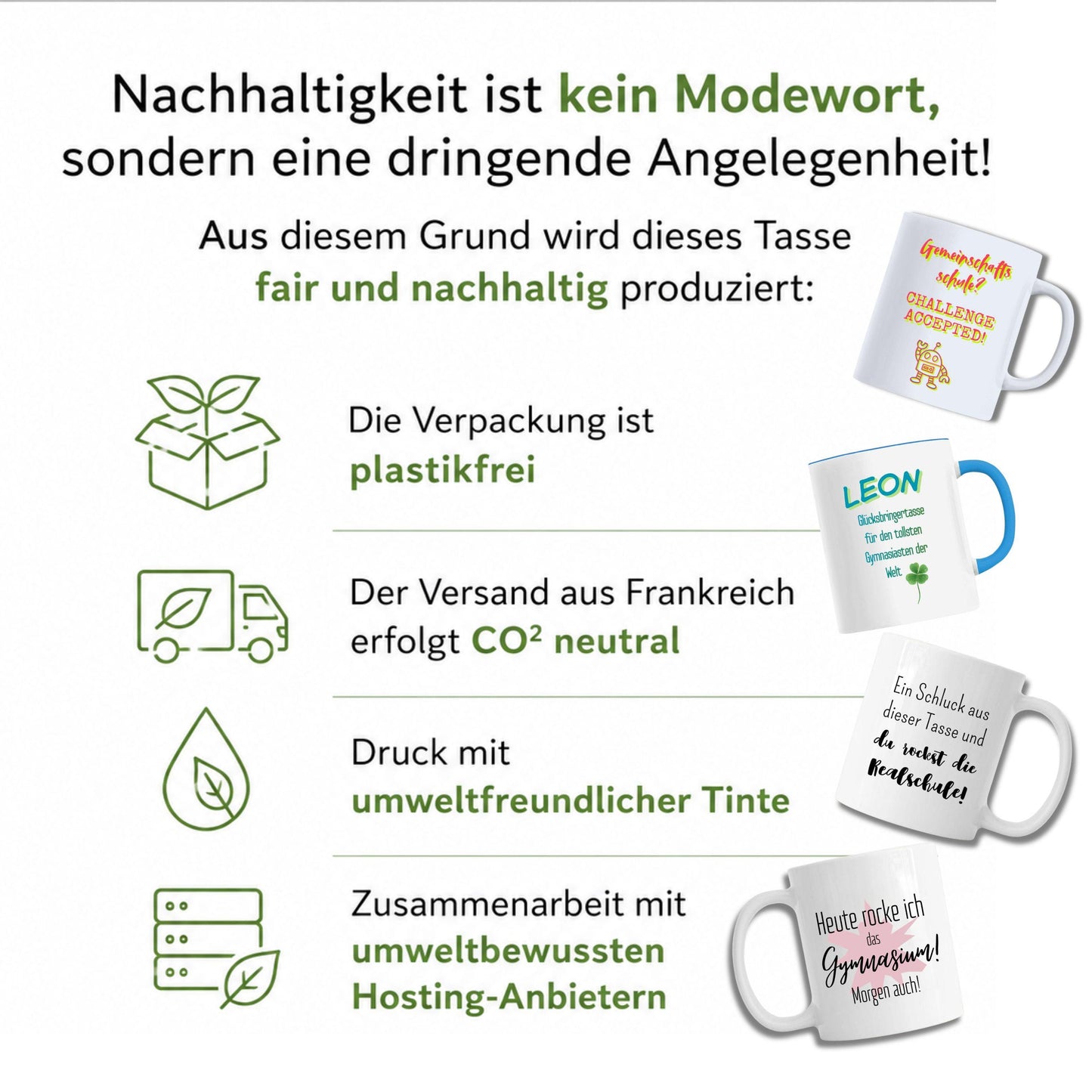 Personalisierte Tasse als Geschenk zum Start von Gymnasium, Realschule, Gesamtschule, Grundschule… – Ansicht 4