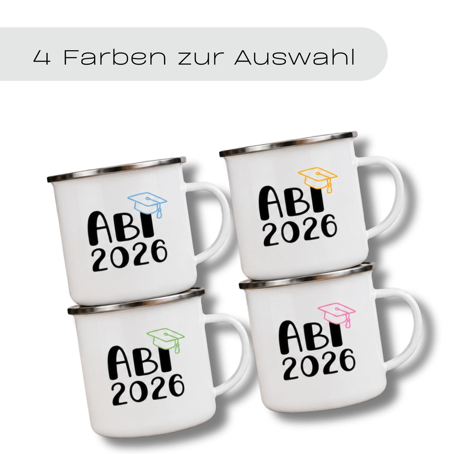 Emaille Tasse Abi 2026 Nachhaltiges Abiturgeschenk, befüllbar mit Süßigkeiten oder Geld – Ansicht 4