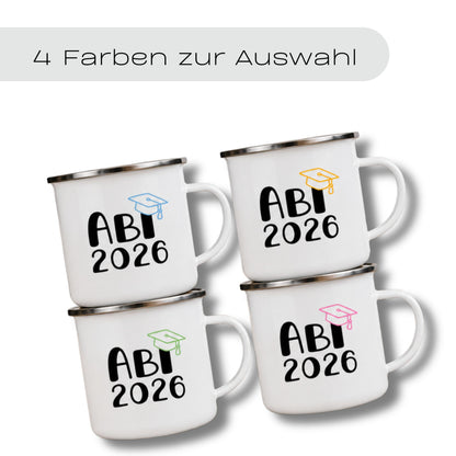 Emaille Tasse Abi 2026 Nachhaltiges Abiturgeschenk, befüllbar mit Süßigkeiten oder Geld – Ansicht 4