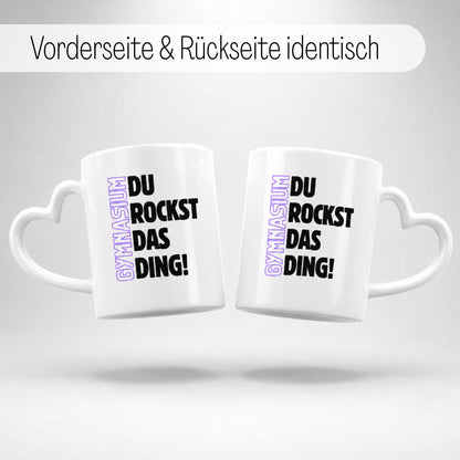 Geschenk zum Start ins Gymnasium mit Motivation für jeden Tag. Keramiktasse mit herzförmigem Henkel… – Ansicht 5