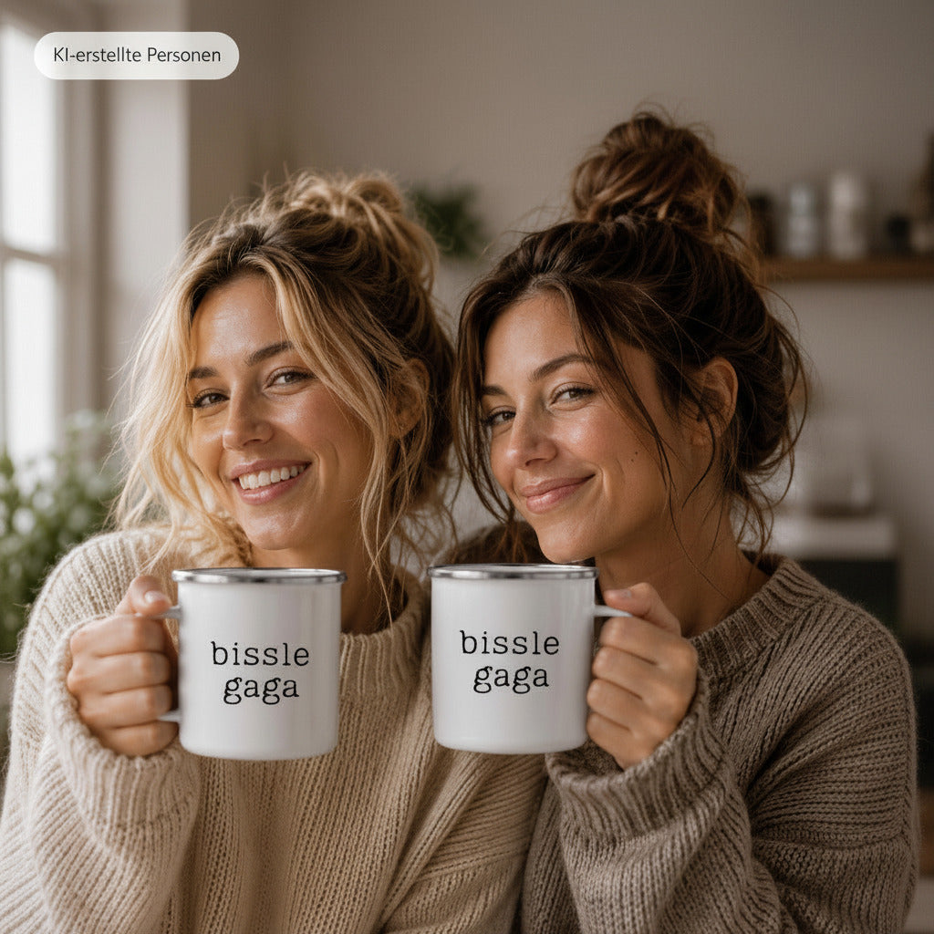 Für leicht verrückte Schwaben: Statement Tasse „bissle gaga!“, witziges Geschenk für beste (schwäbische) Freundinnen
