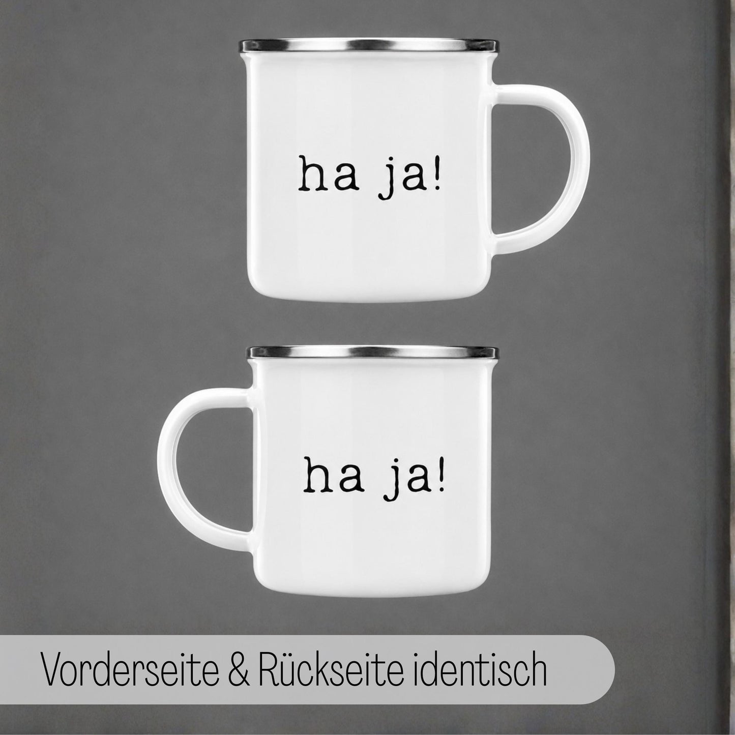 Minimalistisch entspannte schwäbische Statement Tasse „Ha ja!“ – Ansicht 4