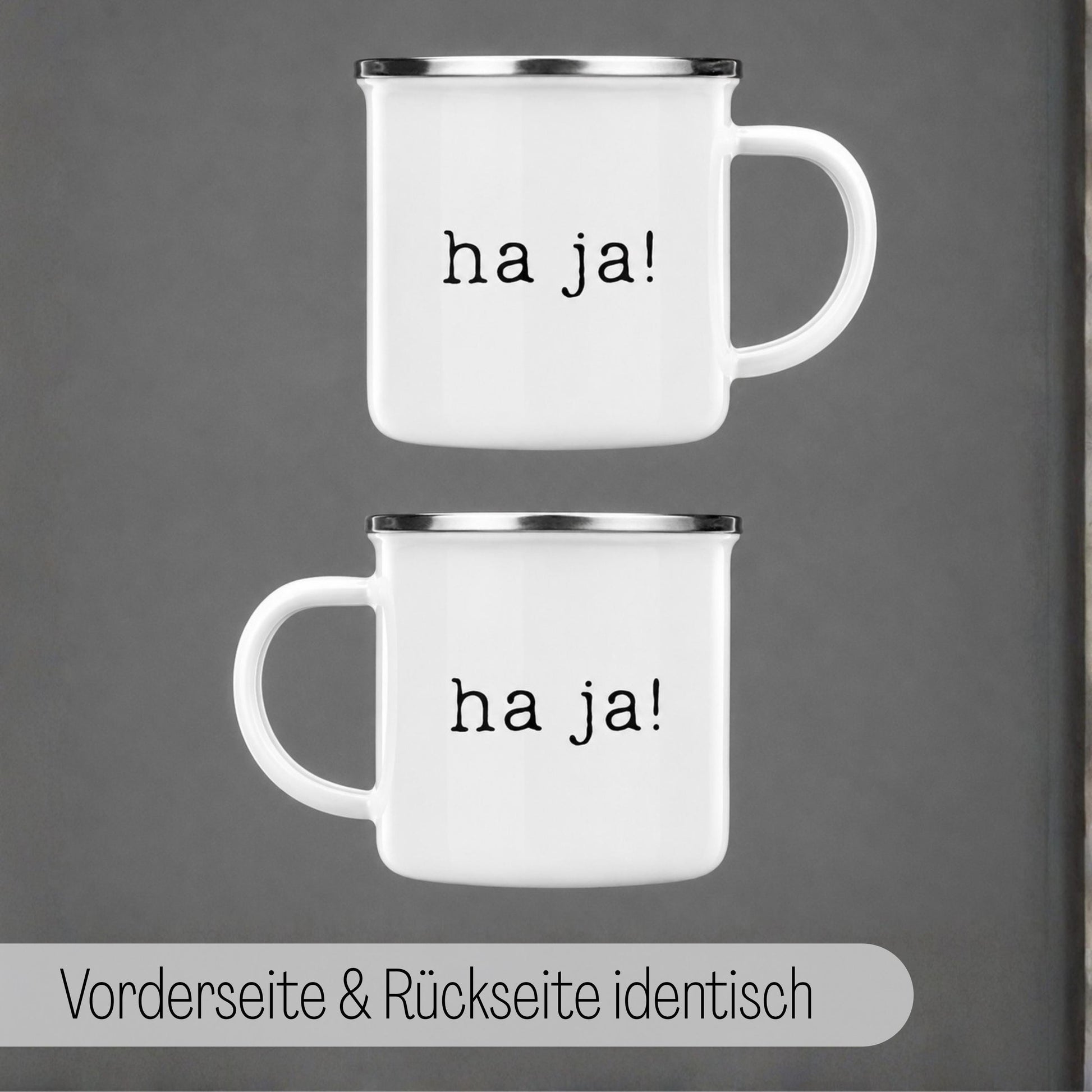 Minimalistisch entspannte schwäbische Statement Tasse „Ha ja!“ – Ansicht 4