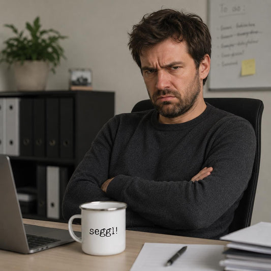 Die ultimative Schwabentasse fürs Büro: „Seggl!“ Man muss es nicht aussprechen, ein Schluck aus dieser Statement Tasse…