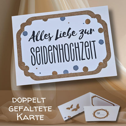 3-fach Karte zum 4. Hochzeitstag | Karte im Sonderformat zur Seidenhochzeit | Persönliches Geschenk zum 4. Hochzeitstag
