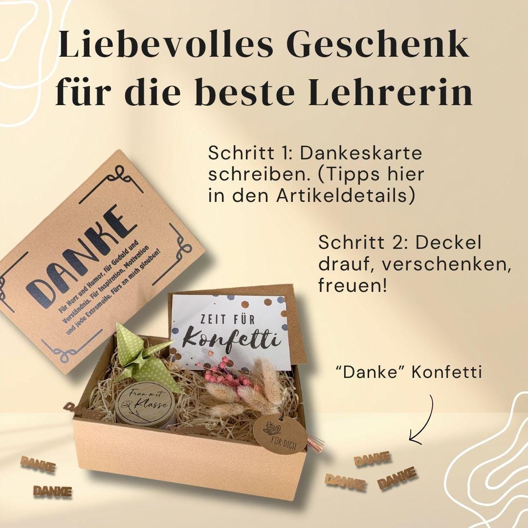 Abschiedsgeschenk für die Lehrerin: Liebevoll gestaltete Geschenkbox als persönliches Dankeschön zum… – Ansicht 7