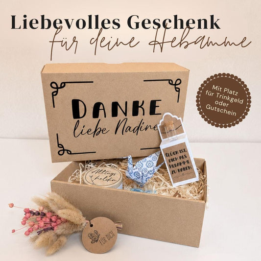 Personalisiertes Geschenk als Dankeschön für deine Hebamme | Geschenkbox mit Geldgeschenk für Hebamme | Hebamme…