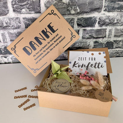 Abschiedsgeschenk für die Lehrerin: Liebevoll gestaltete Geschenkbox als persönliches Dankeschön zum Schuljahresende