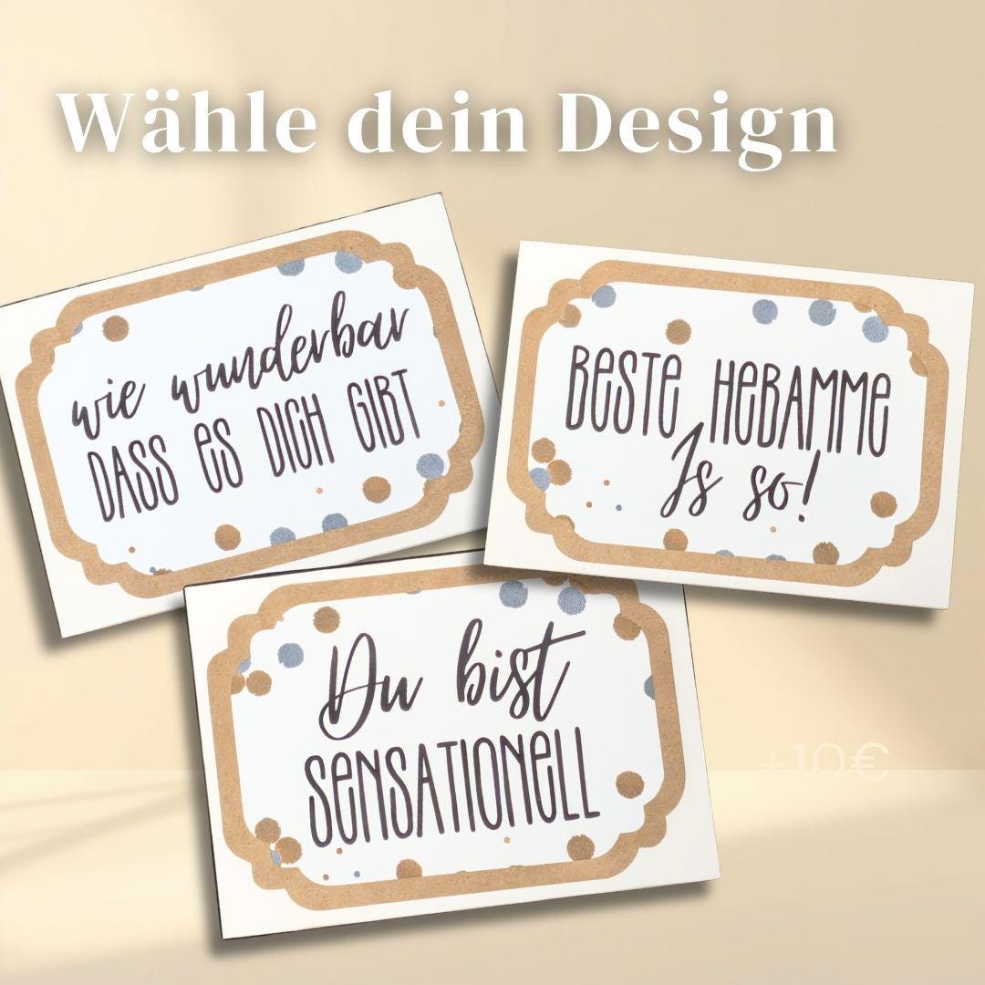 Handgemachte Dankeskarte für deine Hebamme | Bedanke dich bei deiner Hebamme mit einer persönlichen Karte… – Ansicht 2