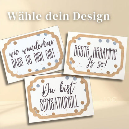 Handgemachte Dankeskarte für deine Hebamme | Bedanke dich bei deiner Hebamme mit einer persönlichen Karte… – Ansicht 2