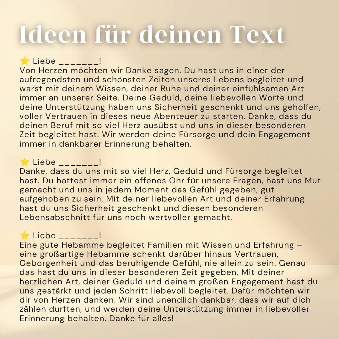 Handgemachte Dankeskarte für deine Hebamme | Bedanke dich bei deiner Hebamme mit einer persönlichen Karte… – Ansicht 7