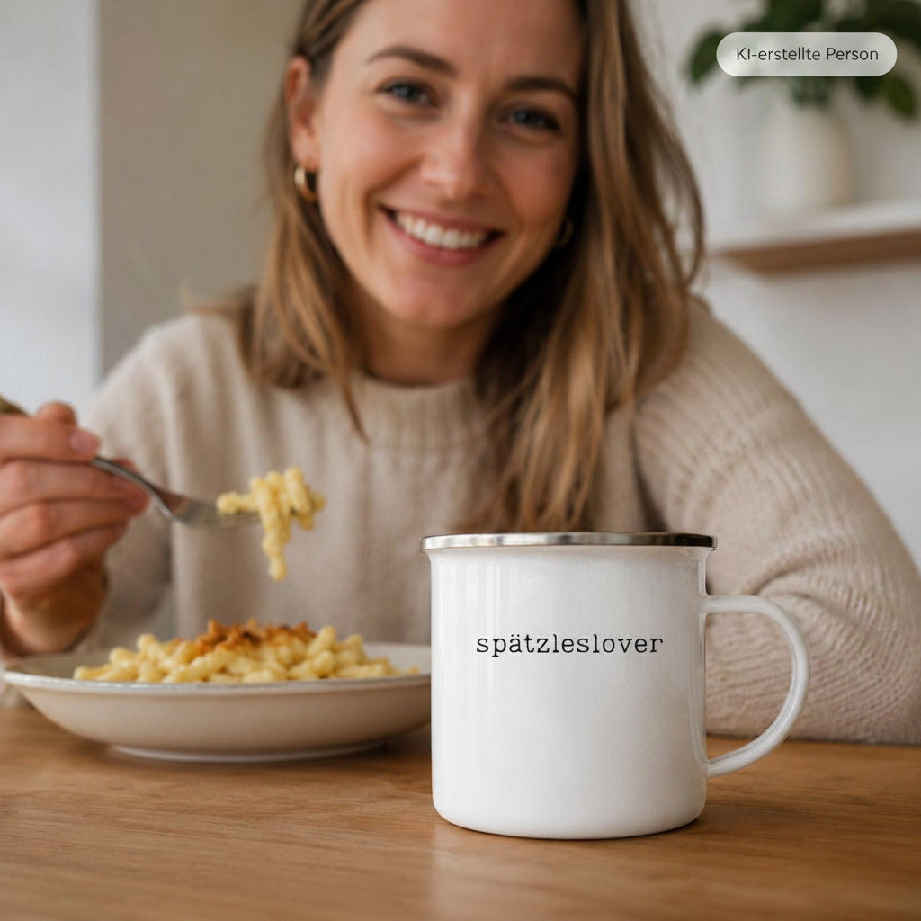 Spätzleslover Emaille Tasse für echte Fans. Eine kompromisslose Ansage für echte Schwaben oder gut… – Ansicht 4