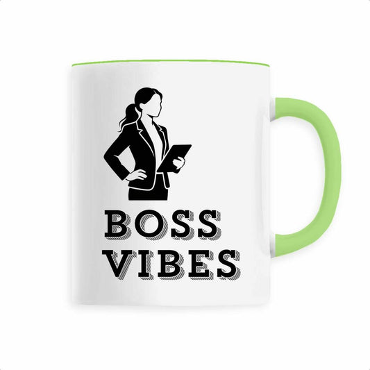 Tasse "Boss Vibes" als Geschenk für Gründerinnnen zur Start-up Gründung, zur Firmenüberna - vorderseite_0