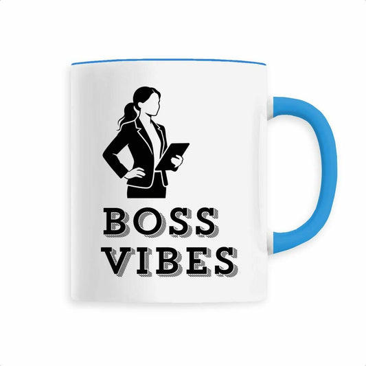 Tasse "Boss Vibes" als Geschenk für Gründerinnnen zur Start-up Gründung, zur Firmenüberna - vorderseite_1