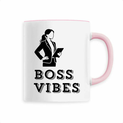 Tasse "Boss Vibes" als Geschenk für Gründerinnnen zur Start-up Gründung, zur Firmenüberna - vorderseite_3