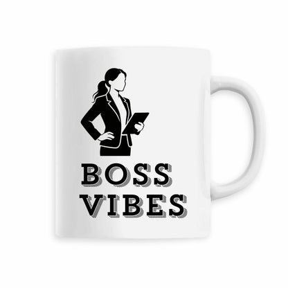 Tasse "Boss Vibes" als Geschenk für Gründerinnnen zur Start-up Gründung, zur Firmenüberna - vorderseite_5